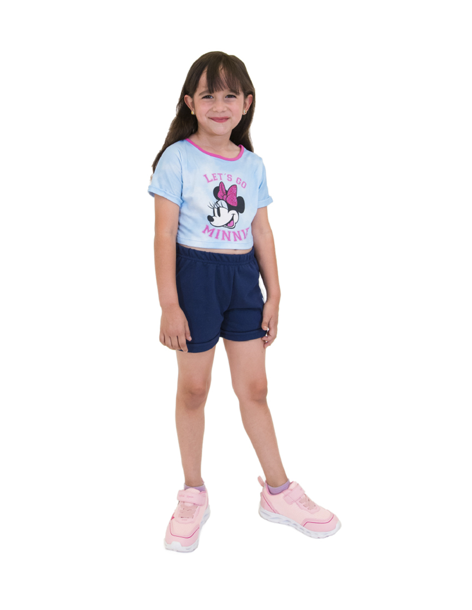 Foto 2 | Conjunto Disney 2 Playeras + Short Minnie Mouse color Azul para Niña