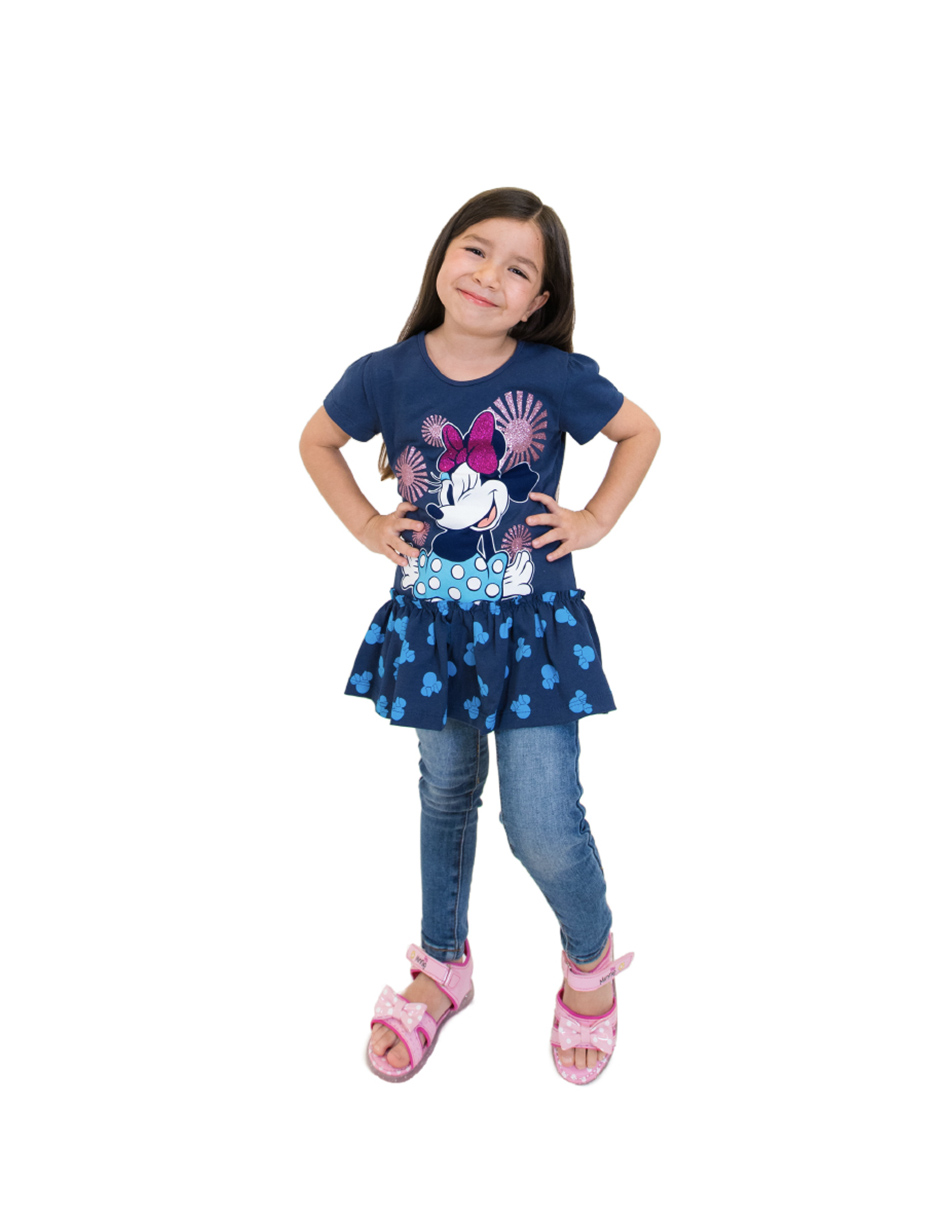 Foto 4 pulgar | Conjunto Disney 2 Playeras + Short Minnie Mouse color Azul para Niña