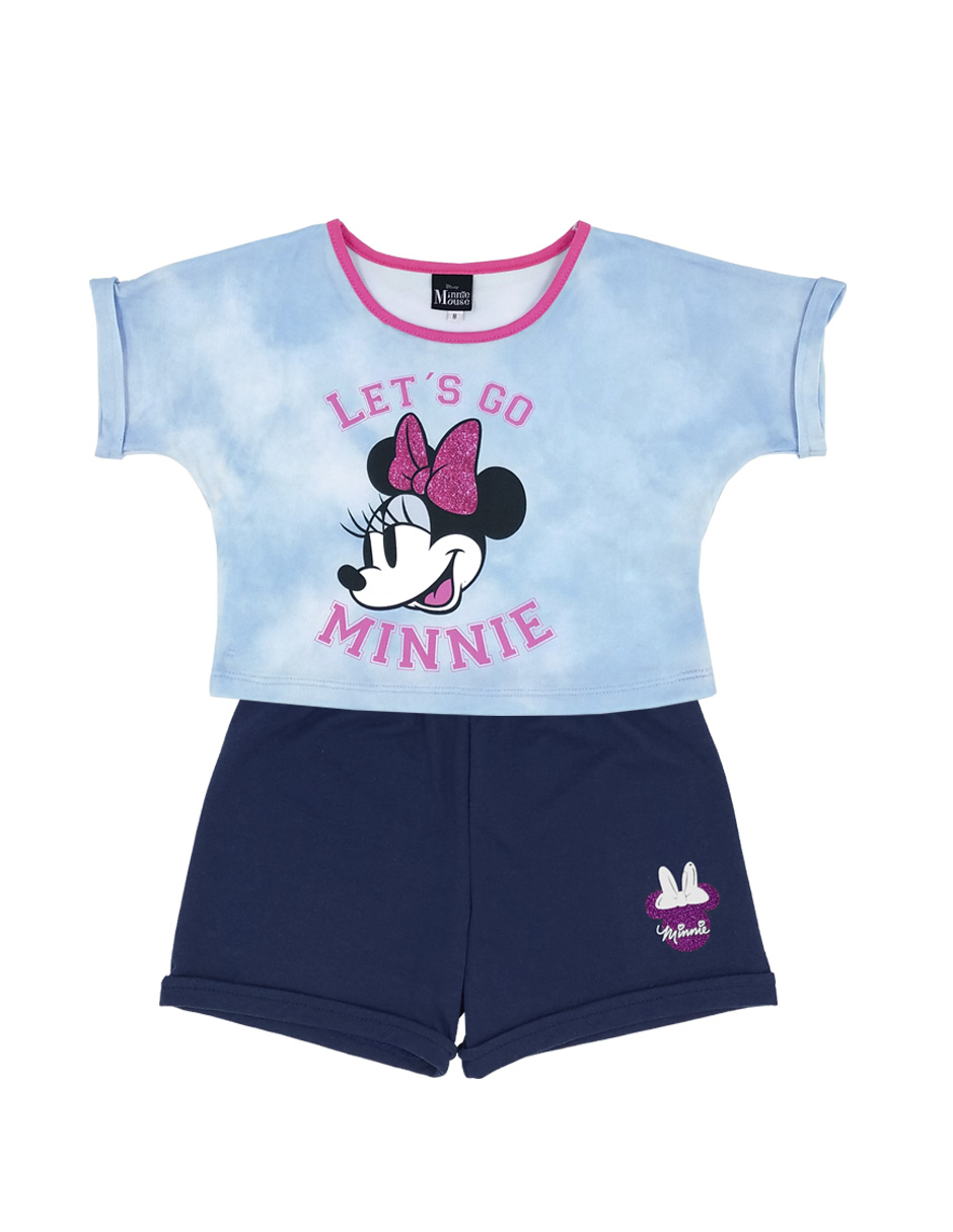 Foto 5 pulgar | Conjunto Disney 2 Playeras + Short Minnie Mouse color Azul para Niña