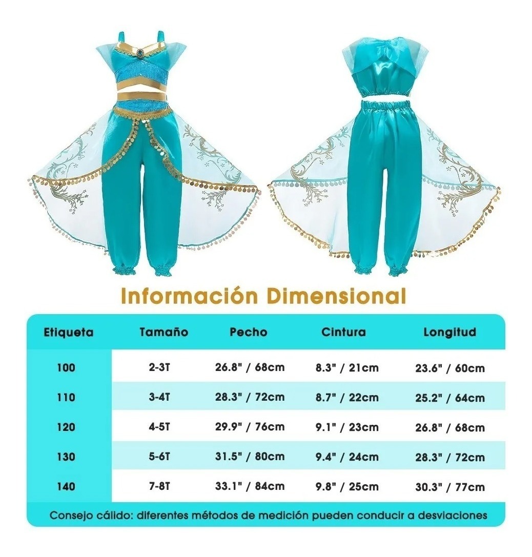 Foto 3 pulgar | Disfraz de Princesa Jazmín de Aladdín para Niñas Talla 110