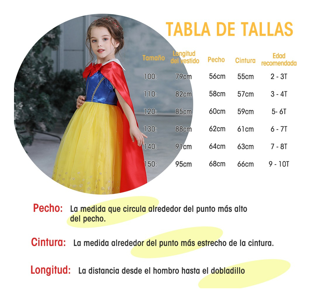 Foto 3 pulgar | Disfraz Vestido de Princesa Blancanieves para Niña