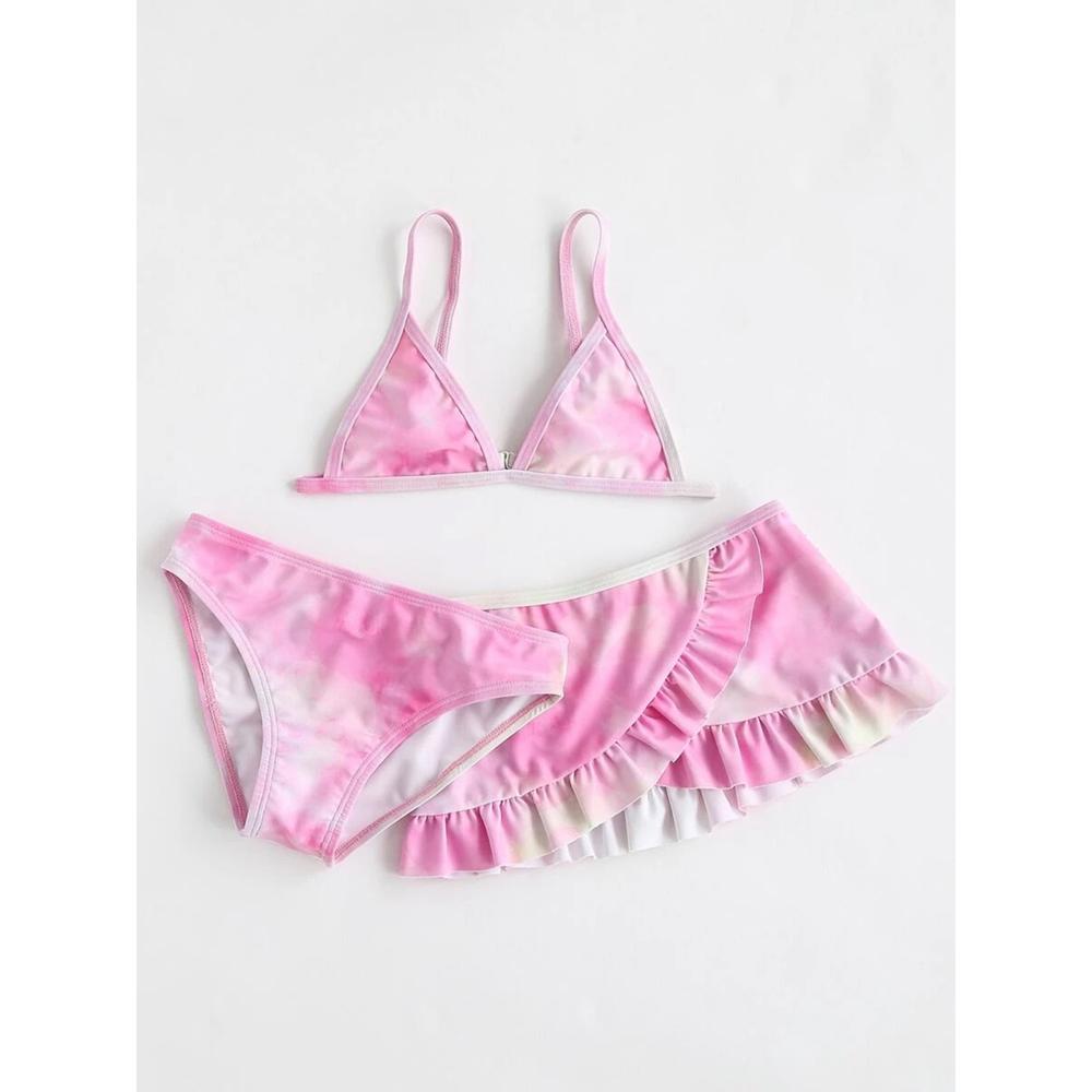 Conjunto de Traje de Baño de 3 Piezas Kiss Internacional H1116 Rosa para Niña