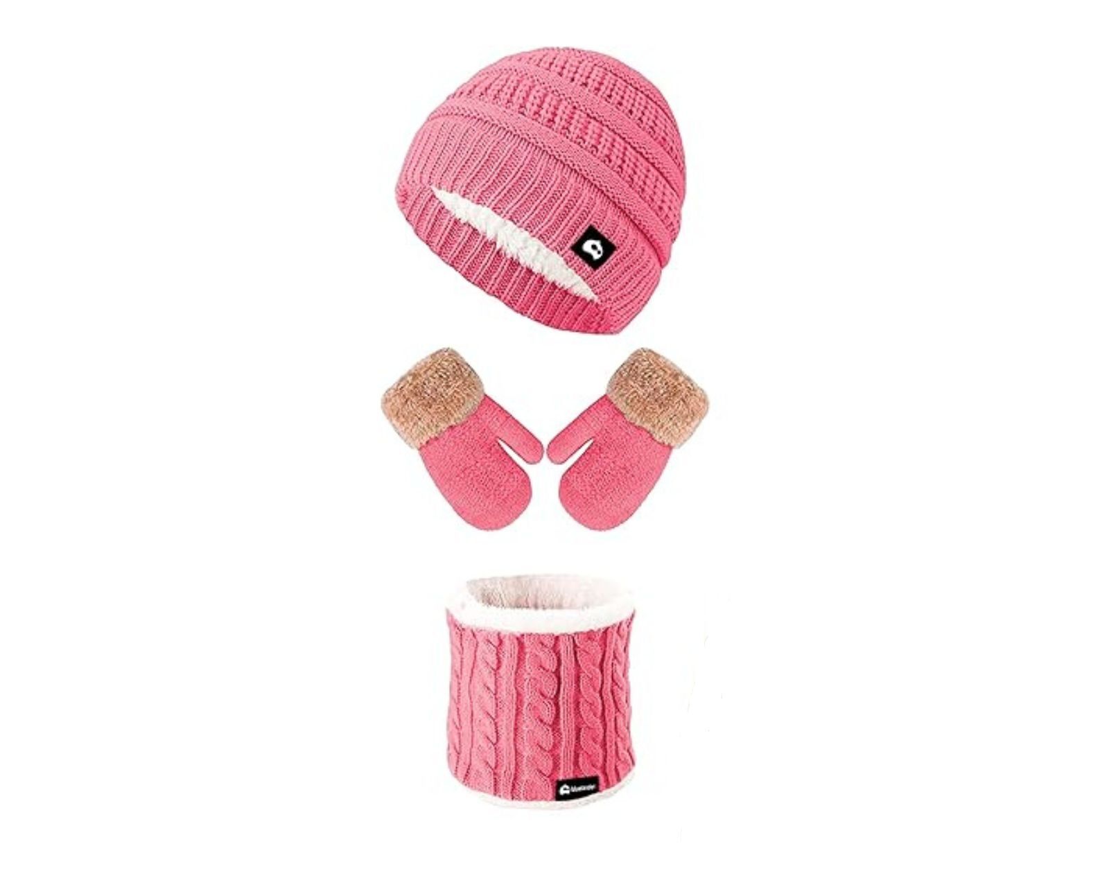 Foto 2 pulgar | Gorro + Bufanda + Guantes de Invierno Bluelander Rosa para Niña 3 Piezas