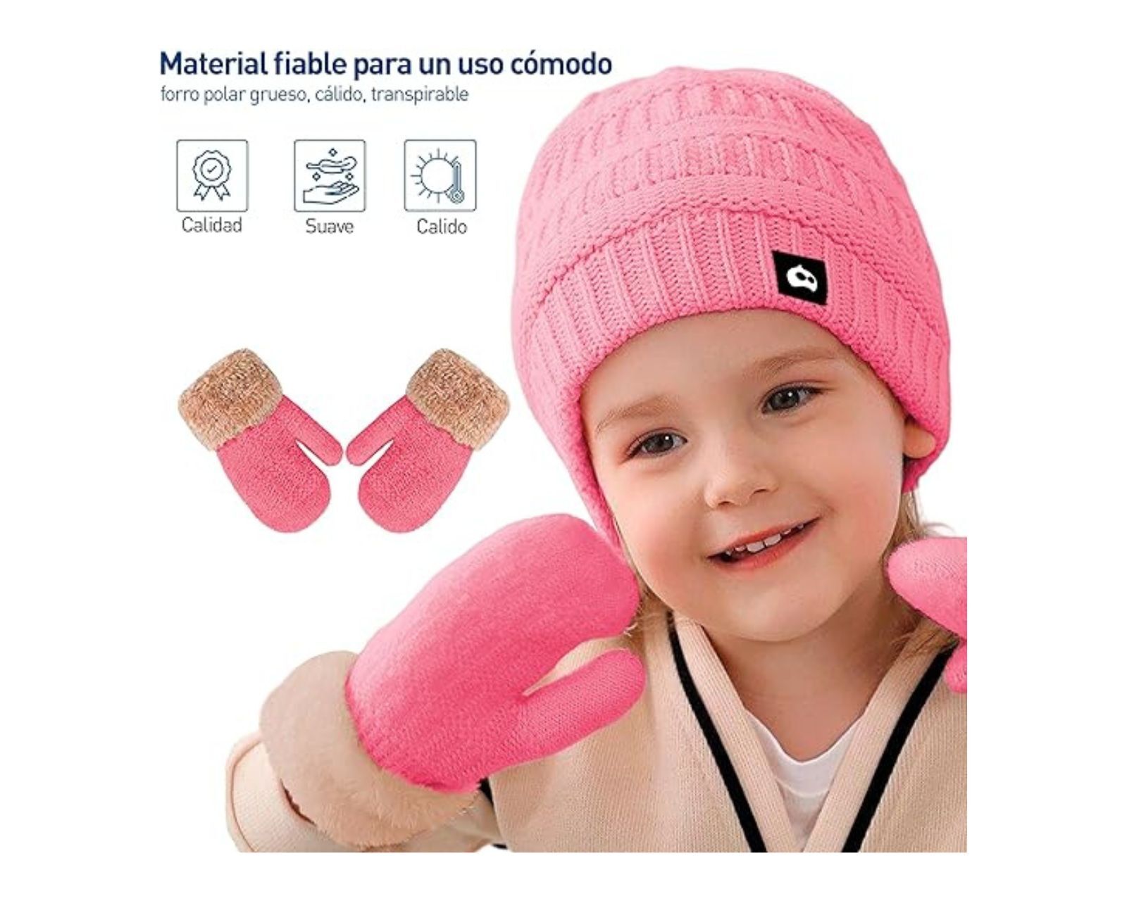 Foto 5 pulgar | Gorro + Bufanda + Guantes de Invierno Bluelander Rosa para Niña 3 Piezas