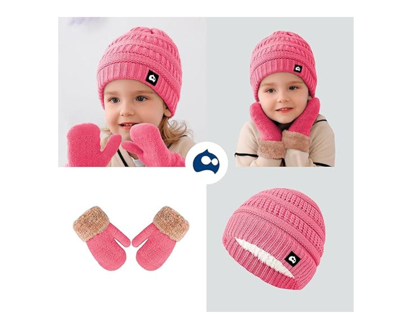 Foto 6 pulgar | Gorro + Bufanda + Guantes de Invierno Bluelander Rosa para Niña 3 Piezas