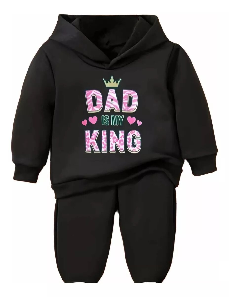 Sudadera y Pants King Dad is my King Negro para Niña $650