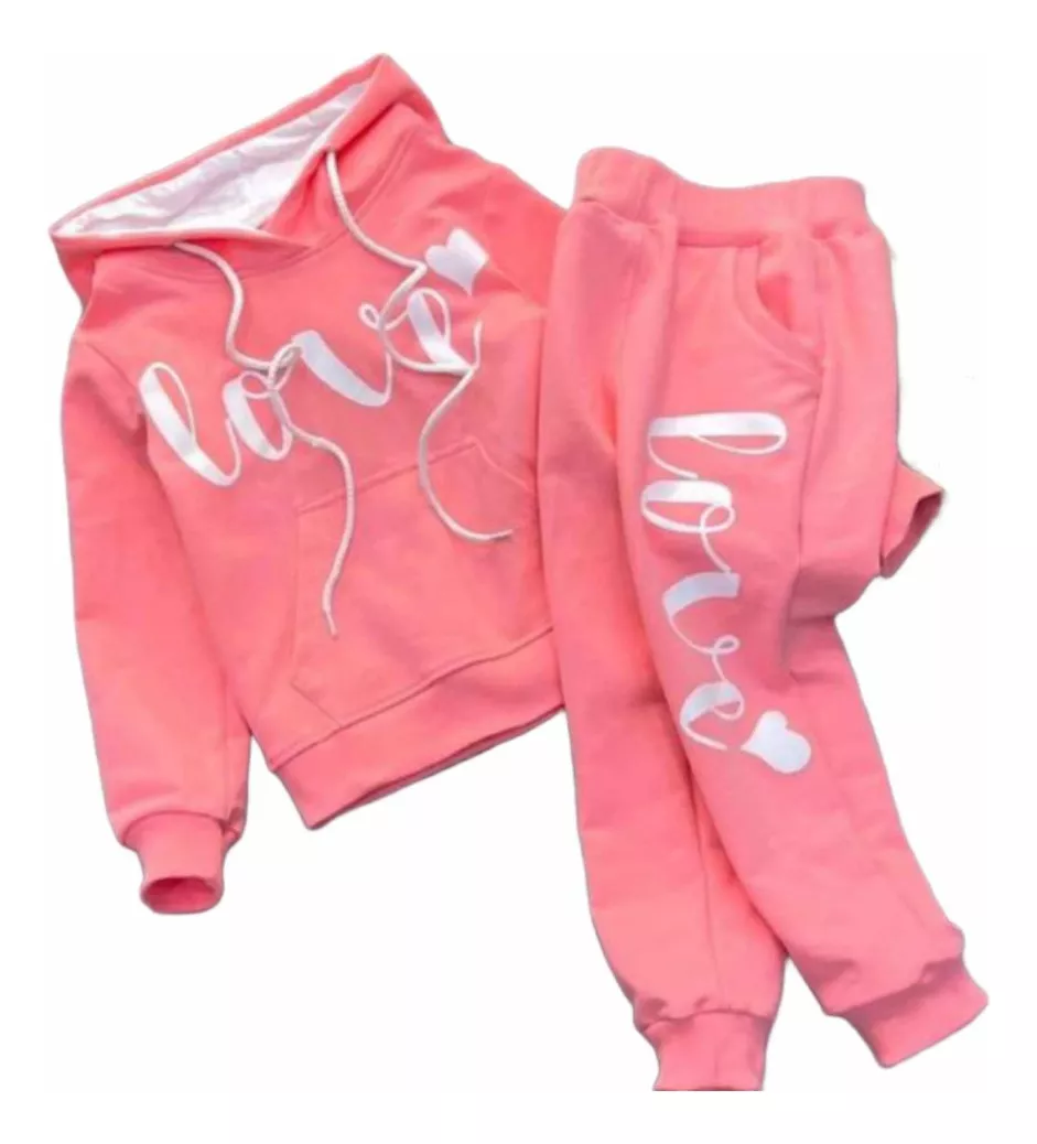 Sudadera y Pants King Love Coral para Niña