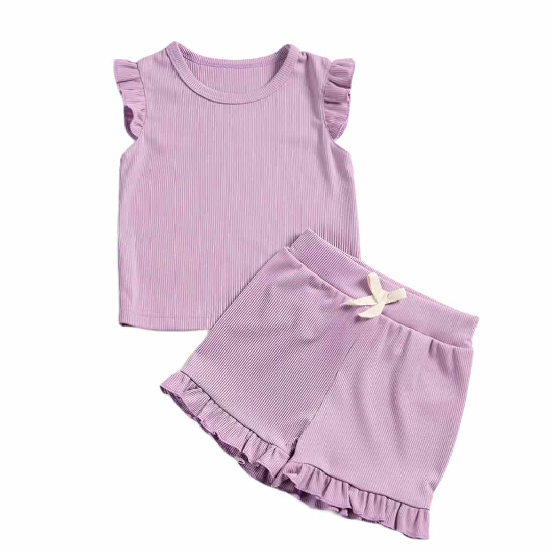 Conjunto Playera y Short King Lila para Niña