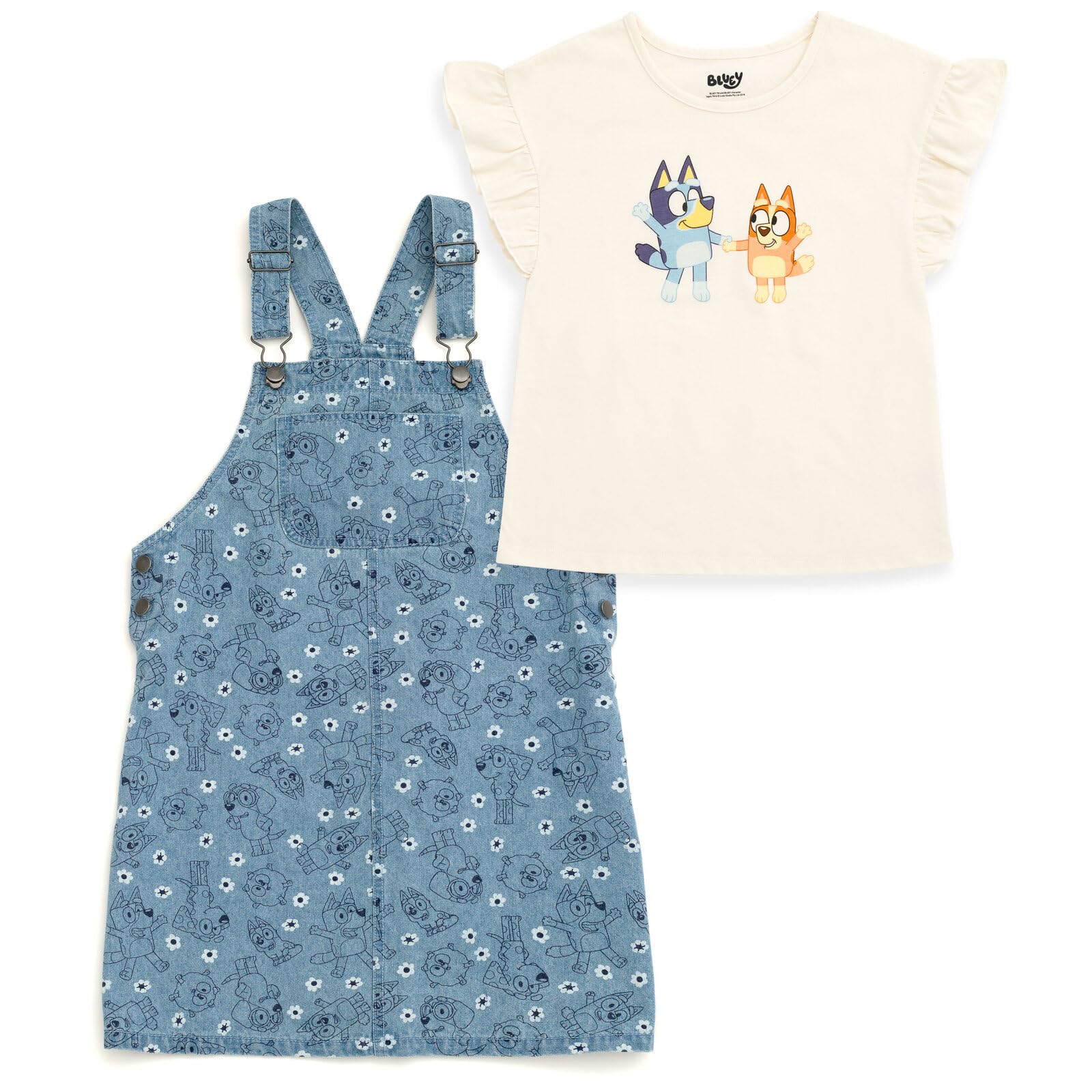 Conjunto De Atuendo Bluey Bingo Chloe Con Estampado Floral Para Niñas De 6 Años - Venta Internacional.