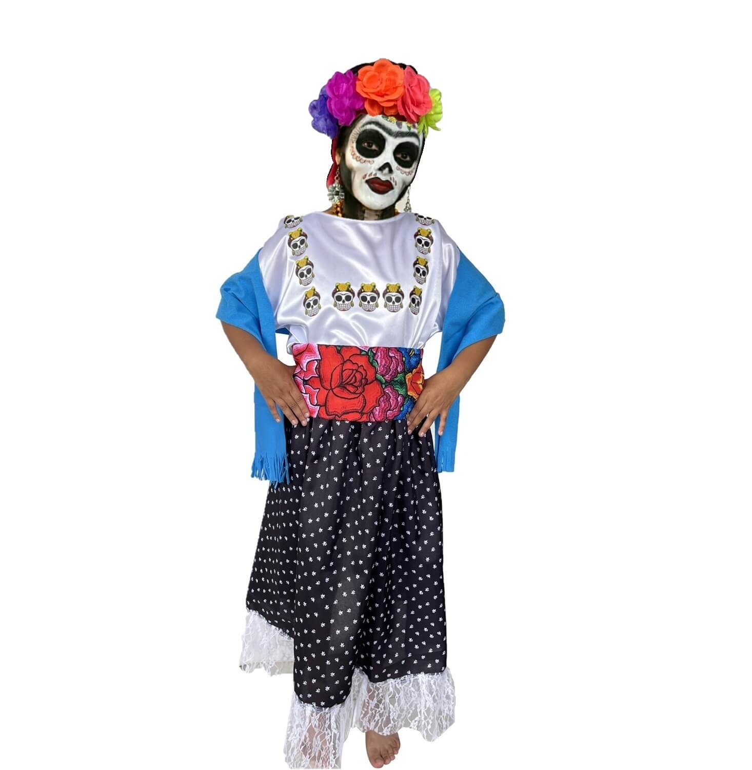 Foto 2 pulgar | Disfraz Tudi Vestido Esqueleto De Catrina Mexicana Negro Para Niña