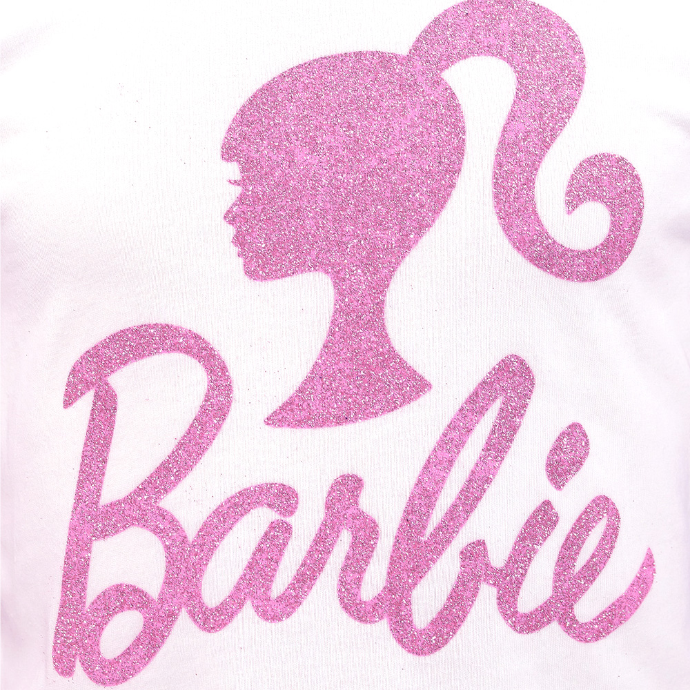 Foto 4 pulgar | Conjunto De Blusa Y Falda Brillante Con Logo De Barbie Para Niña
