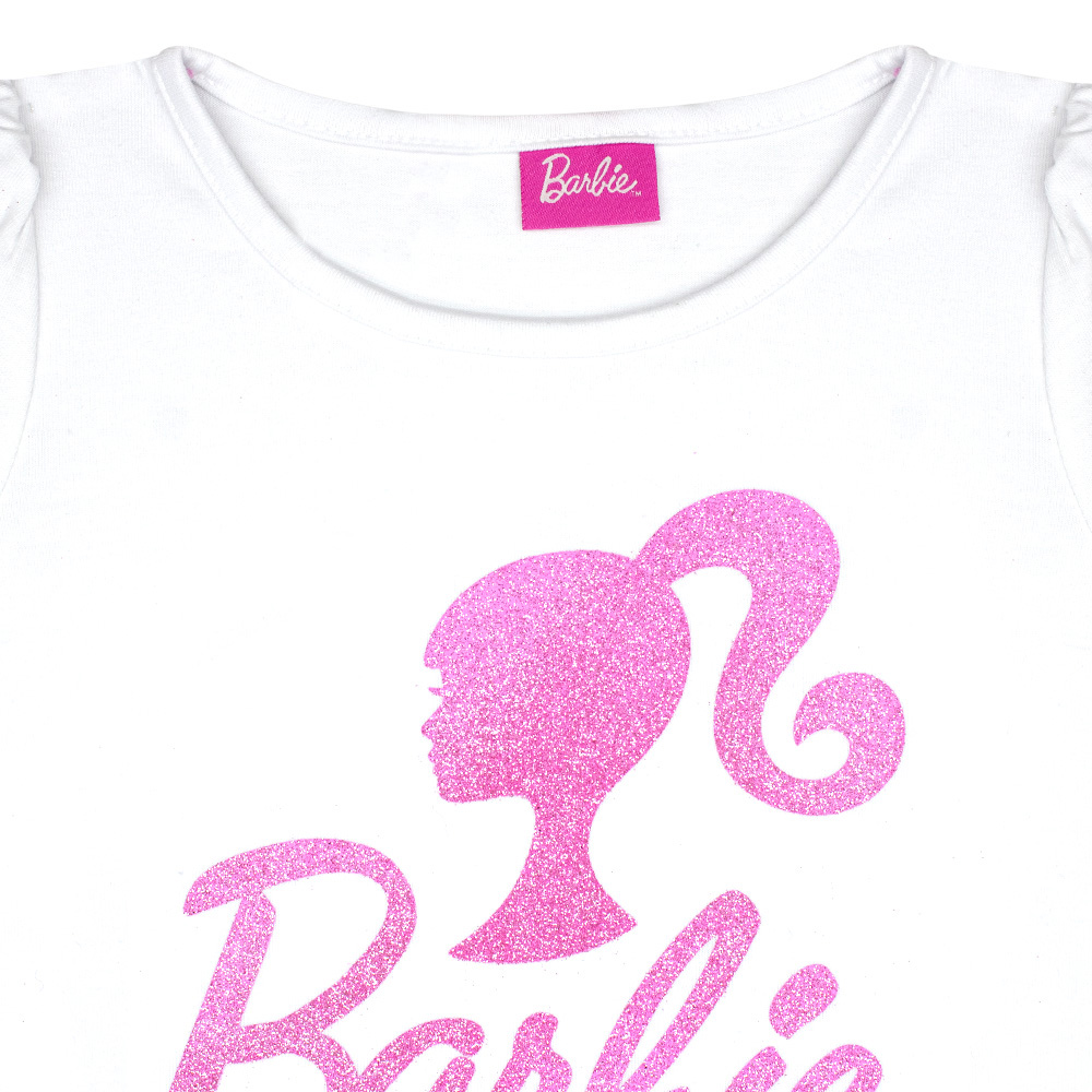 Foto 5 pulgar | Conjunto De Blusa Y Falda Brillante Con Logo De Barbie Para Niña