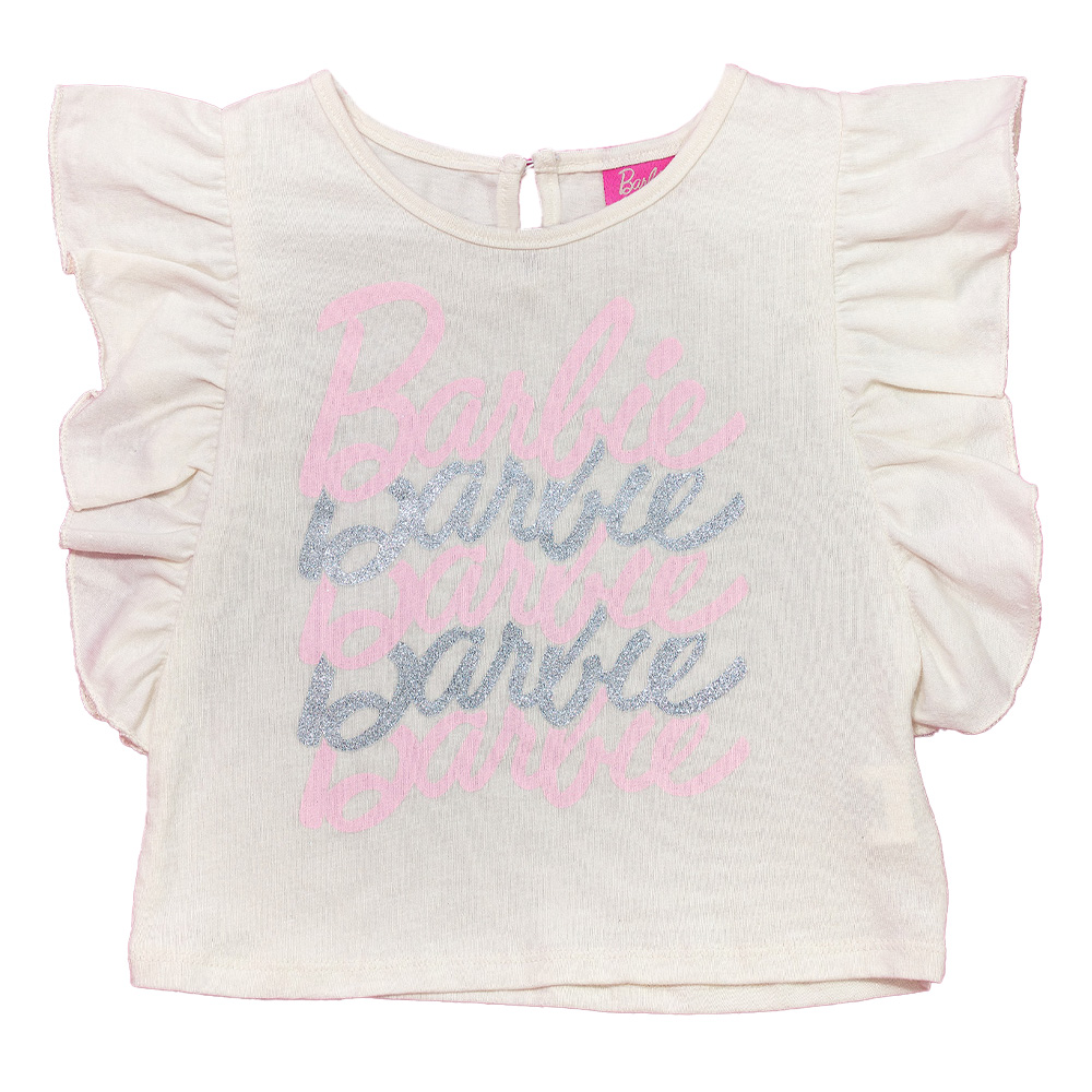Foto 5 pulgar | Conjunto De Blusa Y Falda Brillante Con Logo De Barbie Para Niña