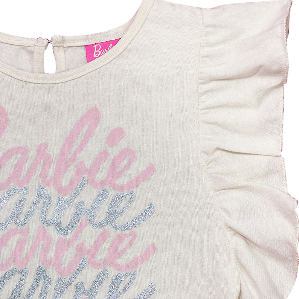 Foto 7 pulgar | Conjunto De Blusa Y Falda Brillante Con Logo De Barbie Para Niña