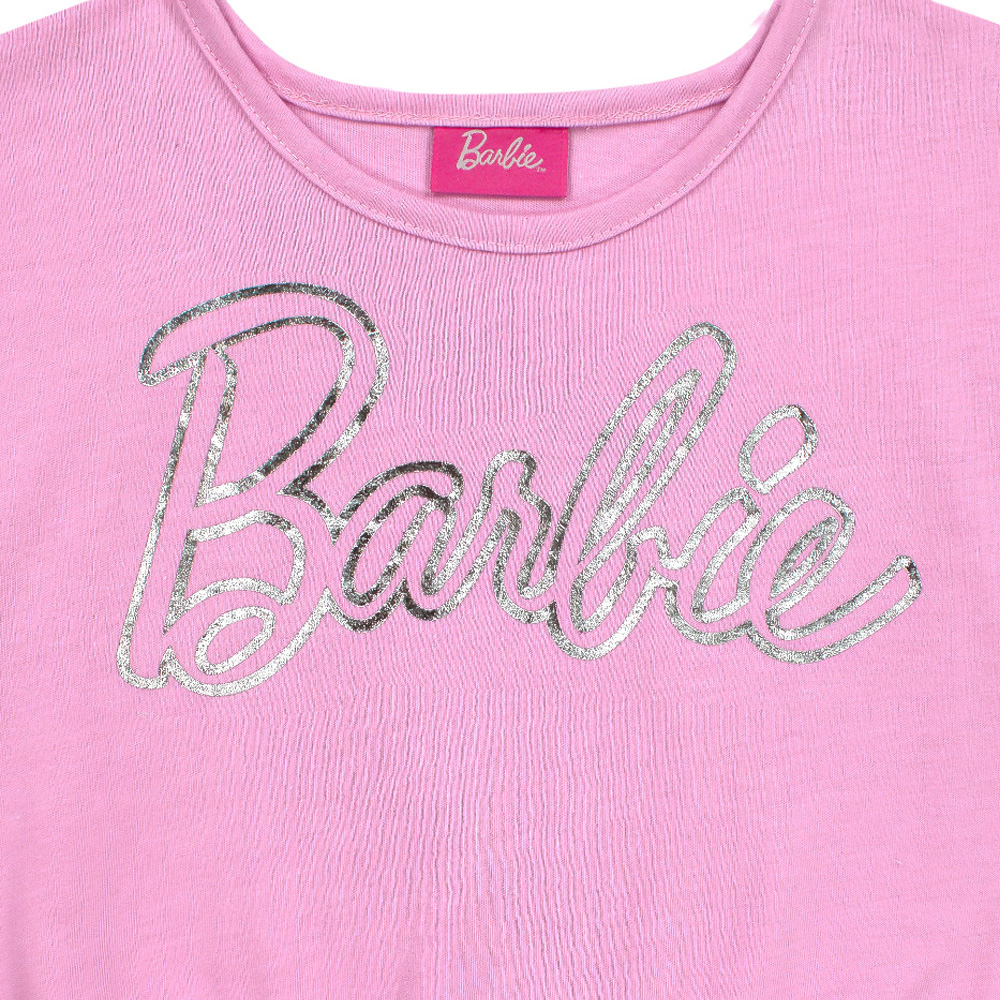 Foto 3 pulgar | Conjunto De Blusa Estampada Y Falda En Color Azul Con Aplicaciones De Barbie Para Niña