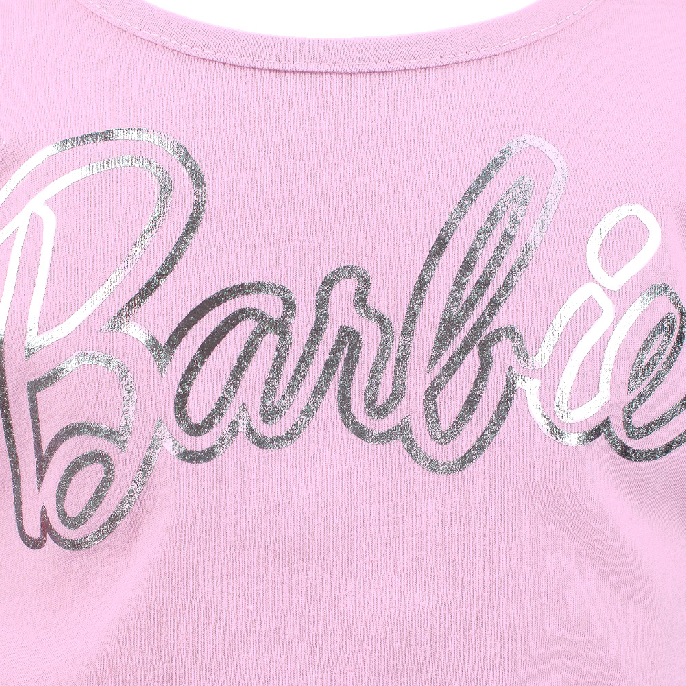 Foto 5 pulgar | Conjunto De Blusa Estampada Y Falda En Color Azul Con Aplicaciones De Barbie Para Niña