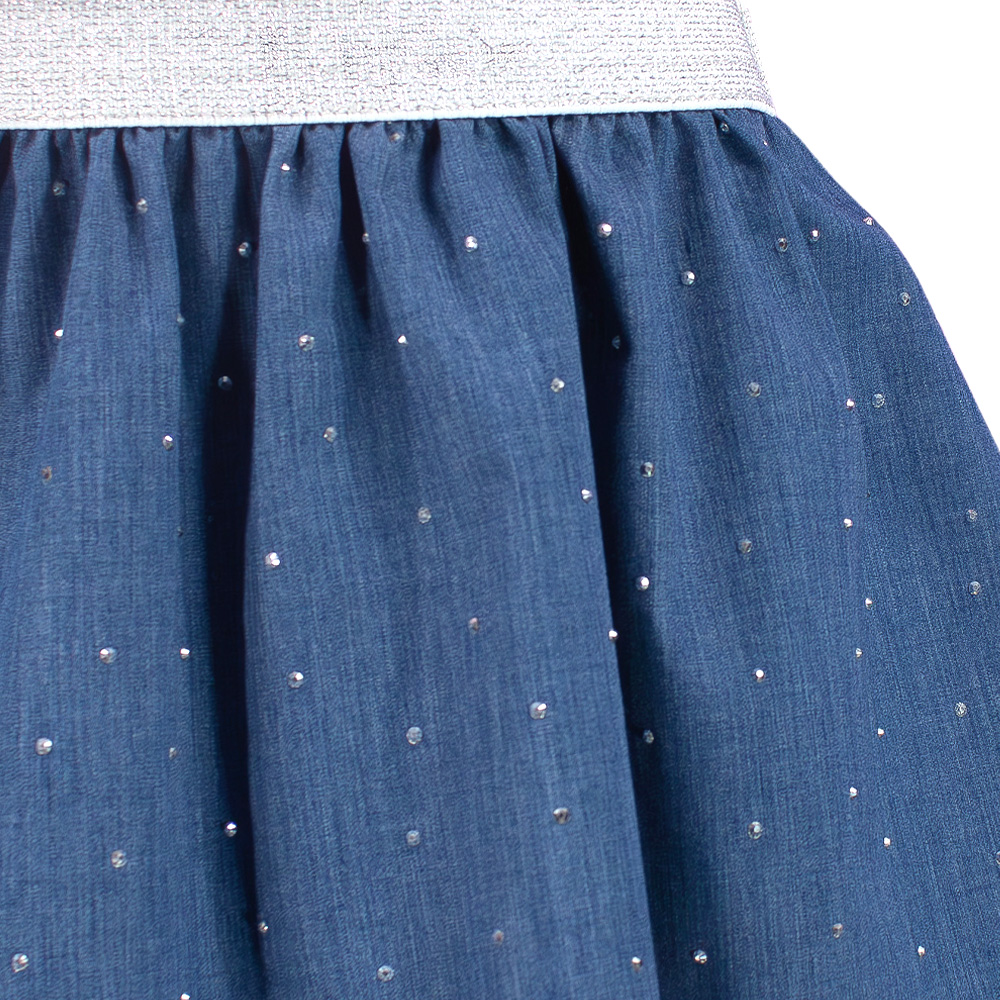 Foto 6 | Conjunto De Blusa Estampada Y Falda En Color Azul Con Aplicaciones De Barbie Para Niña