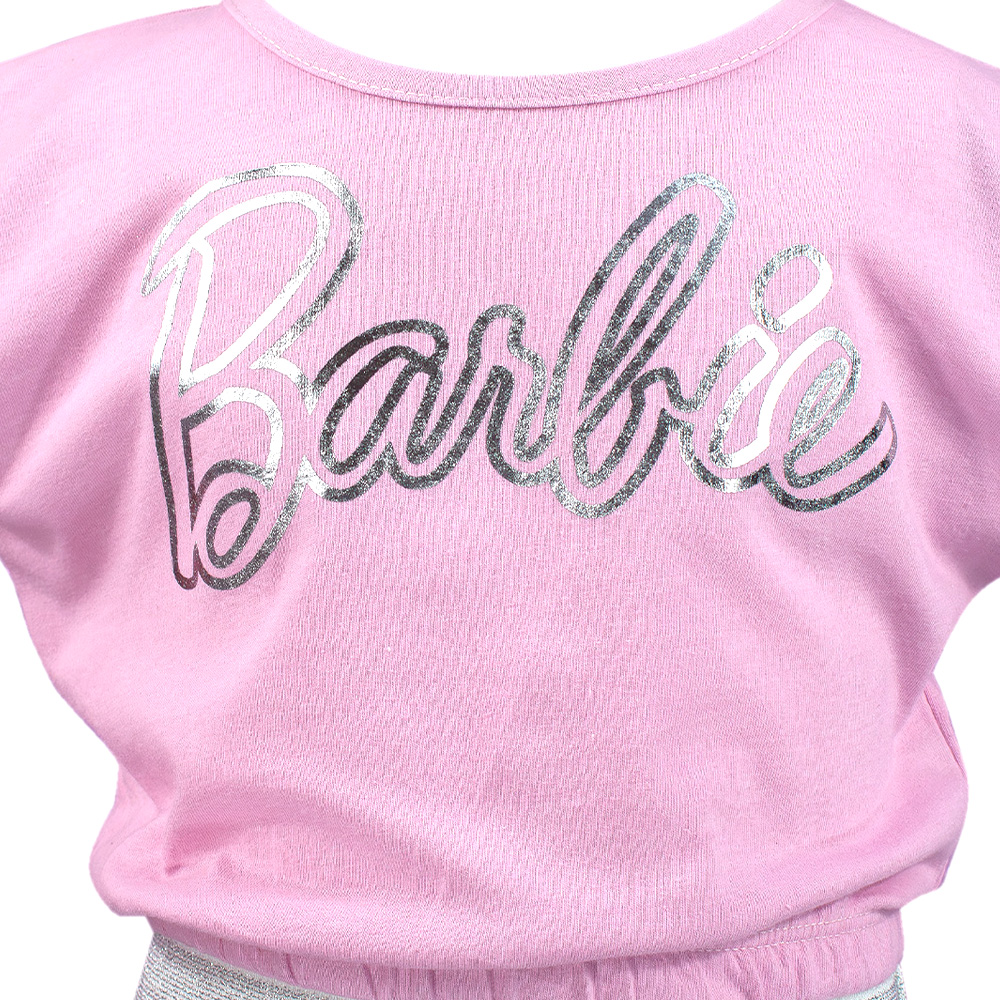 Foto 9 pulgar | Conjunto De Blusa Estampada Y Falda En Color Azul Con Aplicaciones De Barbie Para Niña