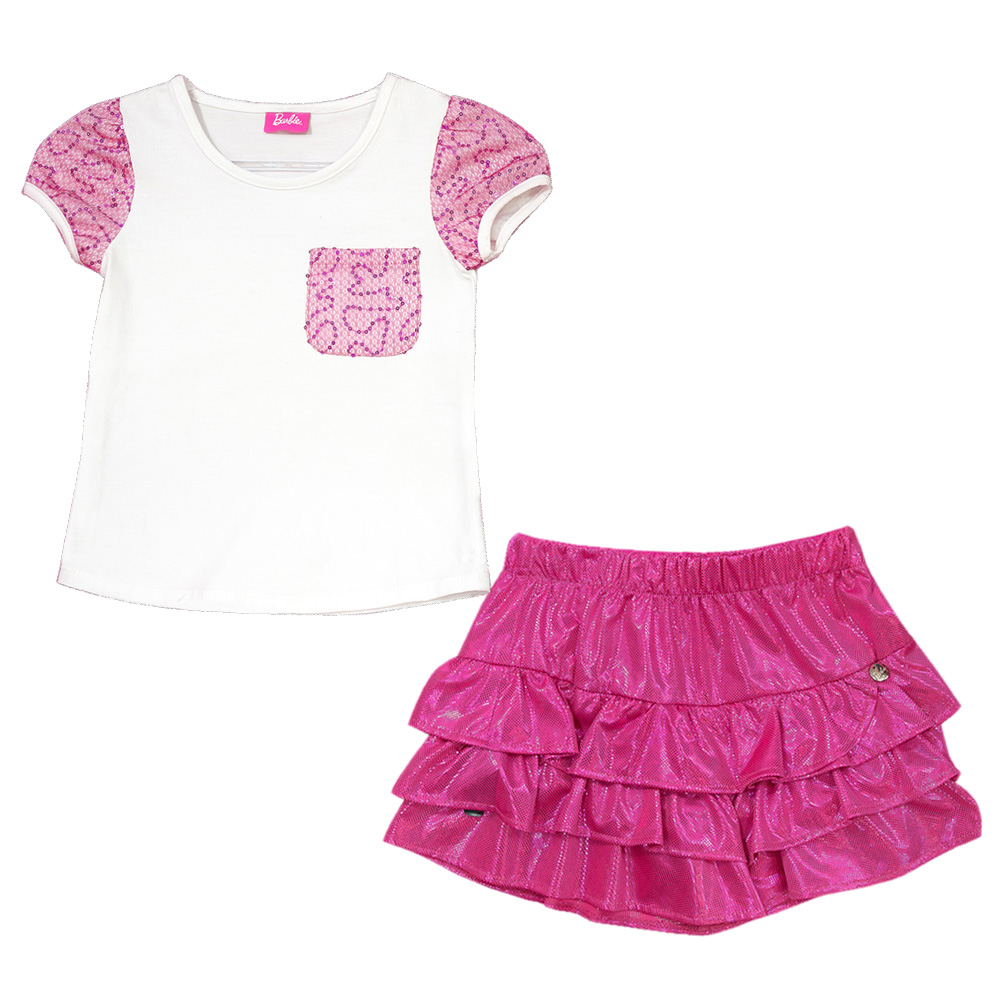 Conjunto de Blusa y Falda Barbie para Niña