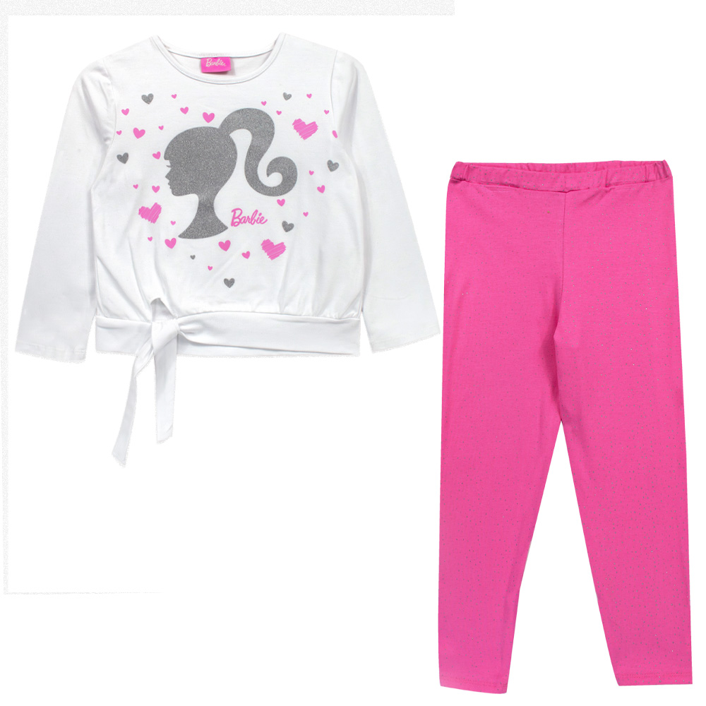 Foto 3 pulgar | Conjunto De Blusa Y Leggins Brillante Con Logo De Barbie Para Niña