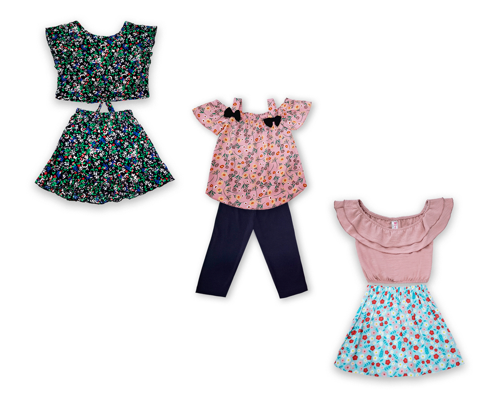 Foto 2 pulgar | Pack De 3 Conjuntos Ropa Para Niña Verano Ocean Point  Outfit Infantil Fresco Y Colorido