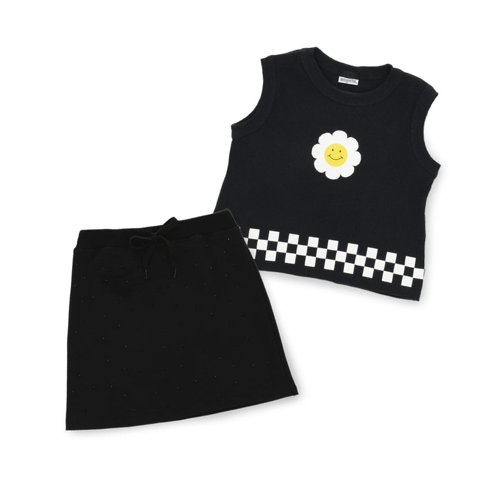 Foto 3 pulgar | Conjunto Coqueta Para Niña De Algodón En Negro Con Estampado De Flor.
