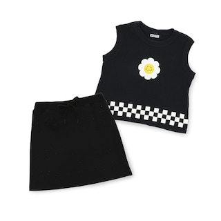 Foto 2 | Conjunto Coqueta Para Niña De Algodón En Negro Con Estampado De Flor.
