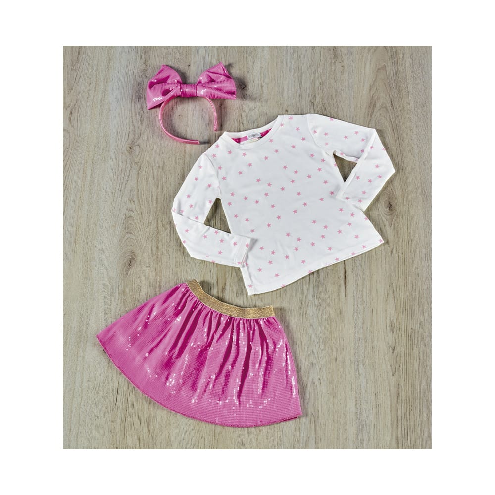 Foto 5 pulgar | Conjunto Coqueta Para Niña Poliéster Rosa Con Lentejuelas