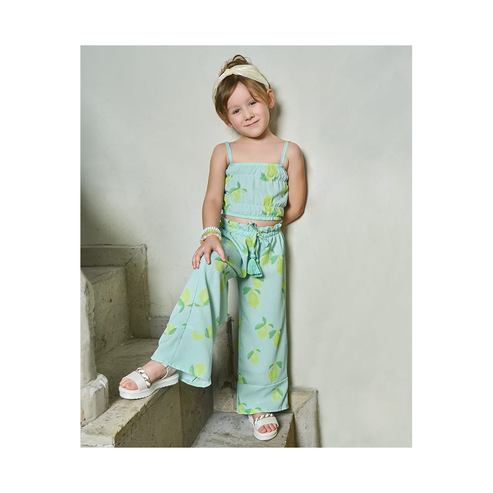 Foto 1 | Conjunto Coqueta Para Niña De Poliéster En Verde Con Estampado De Limones
