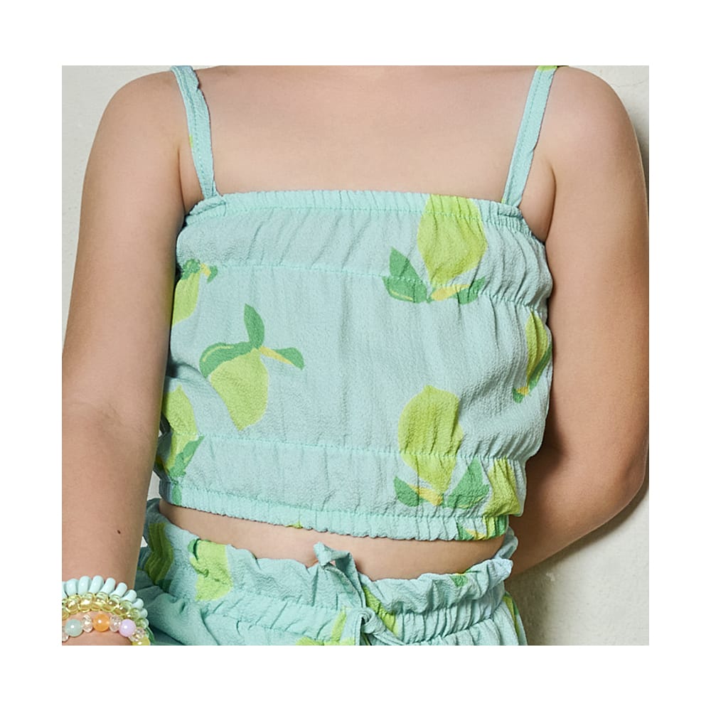 Foto 3 pulgar | Conjunto Coqueta Para Niña De Poliéster En Verde Con Estampado De Limones