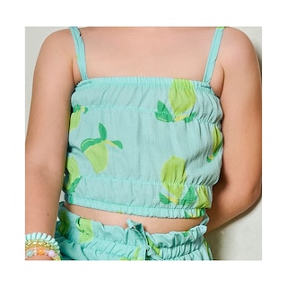 Foto 2 | Conjunto Coqueta Para Niña De Poliéster En Verde Con Estampado De Limones