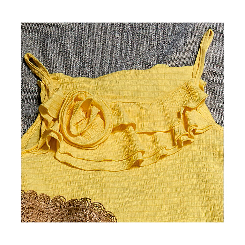 Foto 3 pulgar | Conjunto Coqueta Para Niña De Poliéster En Amarillo Con Pliegues
