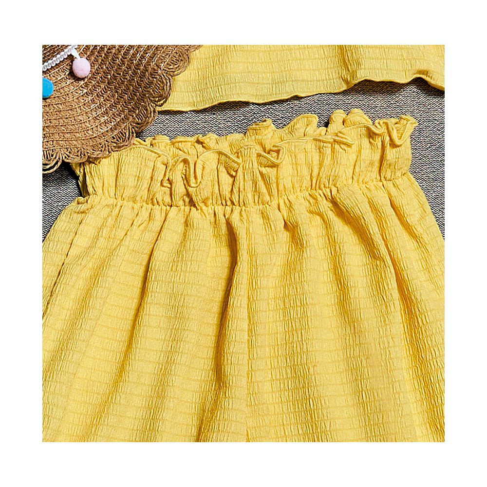 Foto 4 pulgar | Conjunto Coqueta Para Niña De Poliéster En Amarillo Con Pliegues