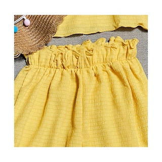 Foto 3 | Conjunto Coqueta Para Niña De Poliéster En Amarillo Con Pliegues