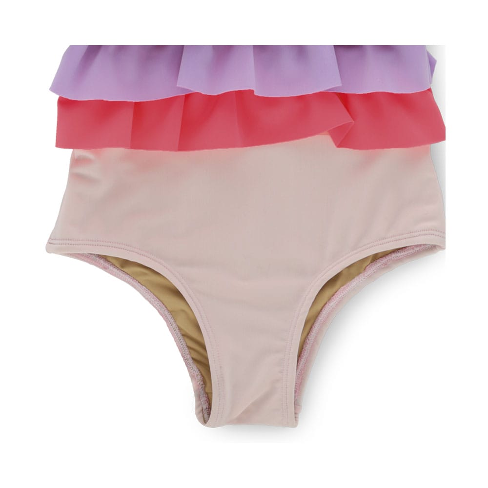 Foto 4 pulgar | Traje De Baño Coqueta Para Niña De Poliéster Multi Con Olanes