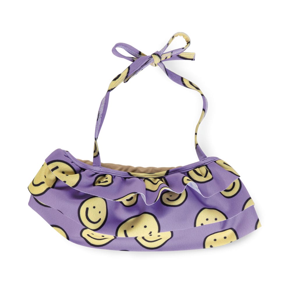 Foto 4 pulgar | Bikini Coqueta Para Niña De Poliéster Lila Con Estampado De Caritas