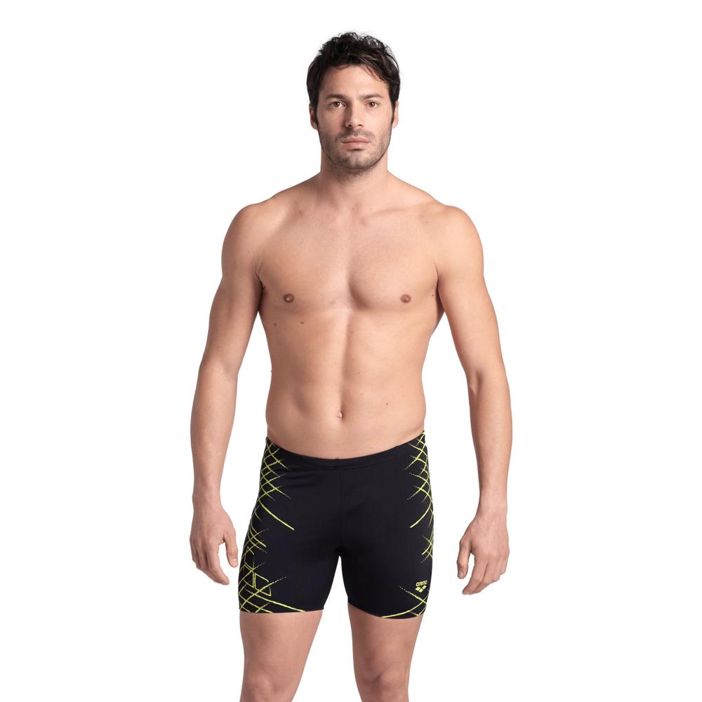 Traje de Baño Mid Jammer Arena Performance Straight Lines Negro para Hombre