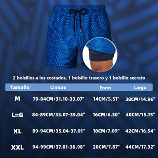 Foto 3 | Short Traje De Baño Para Hombre Playa Talla: G Mod. A15 Eo Safe Imports Esi-19084 Azul