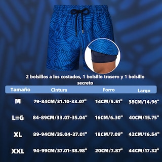 Foto 2 | Traje De Baño Para Hombre, Playa, Balneario Short Talla: 2xl Mod. A29 Eo Safe Imports Esi-19078 Azul