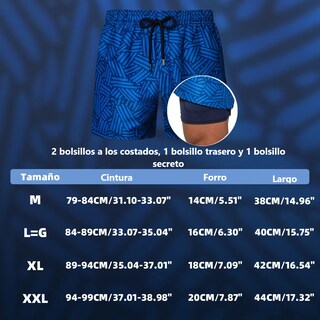 Foto 3 | Traje De Baño Para Hombre Playa Short Talla: M Mod. A29 Eo Safe Imports Esi-19075 Azul