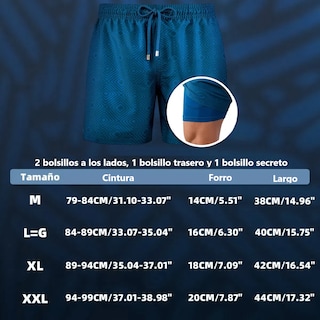Foto 2 | Traje De Baño, Short Para Hombre Playa Talla: 2xl Mod. A1 Eo Safe Imports Esi-19082 Azul