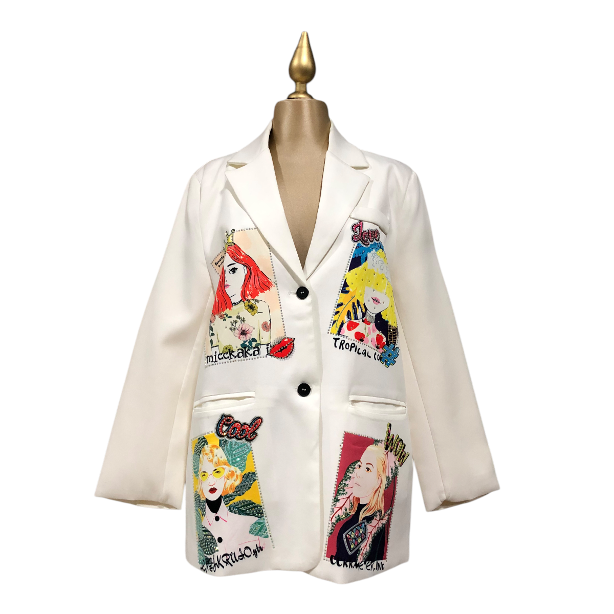 Foto 1 | Saco Amplio Erivel Blanco con Estampado