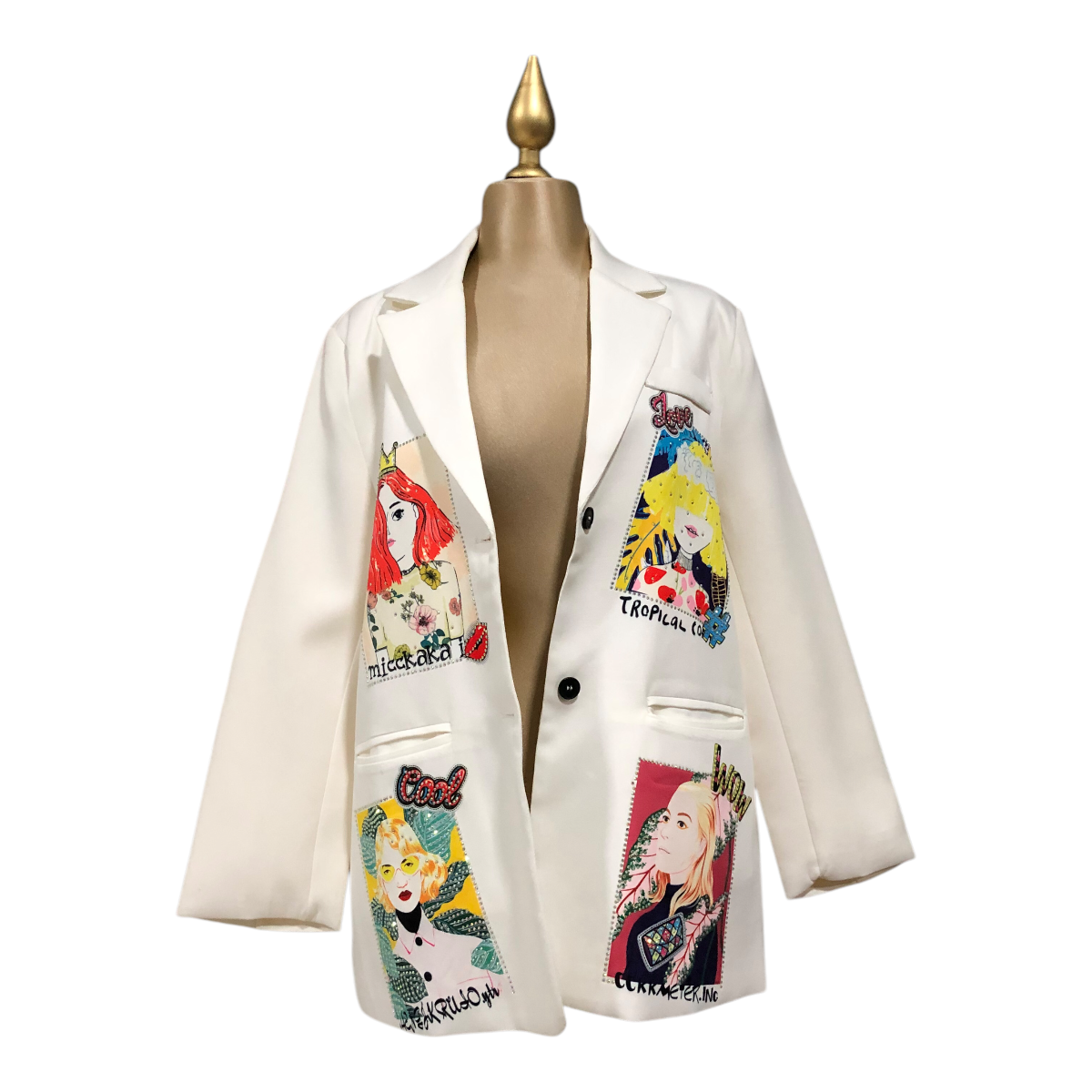 Foto 2 | Saco Amplio Erivel Blanco con Estampado