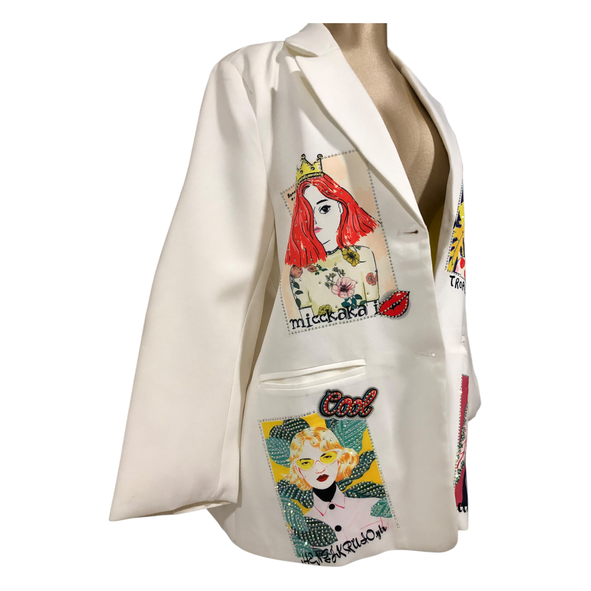 Foto 4 pulgar | Saco Amplio Erivel Blanco con Estampado