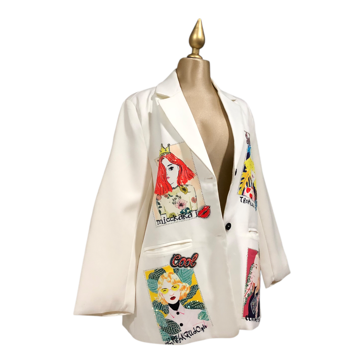 Foto 4 | Saco Amplio Erivel Blanco con Estampado