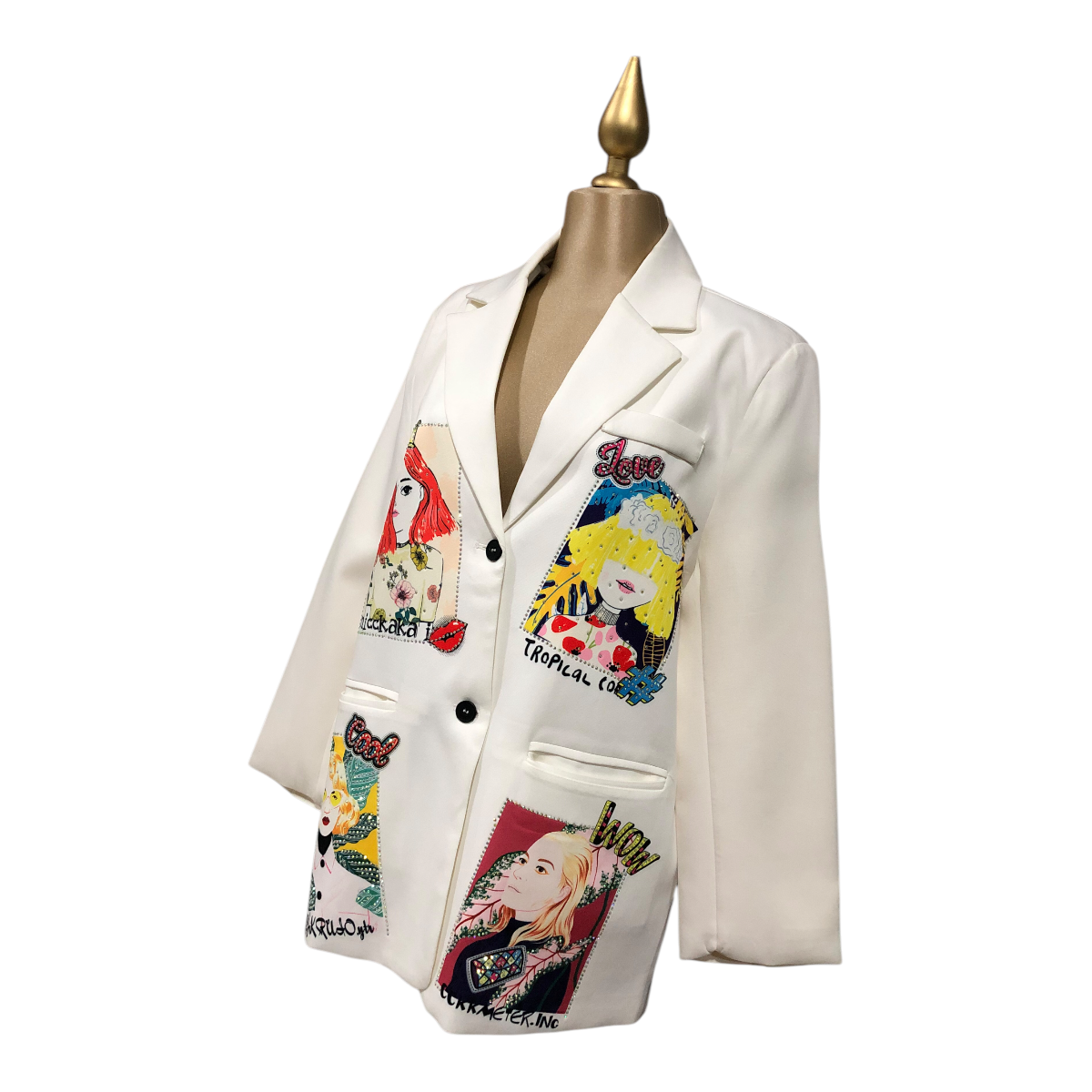 Foto 5 | Saco Amplio Erivel Blanco con Estampado