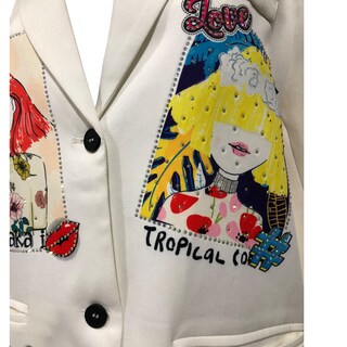 Foto 6 | Saco Amplio Erivel Blanco con Estampado