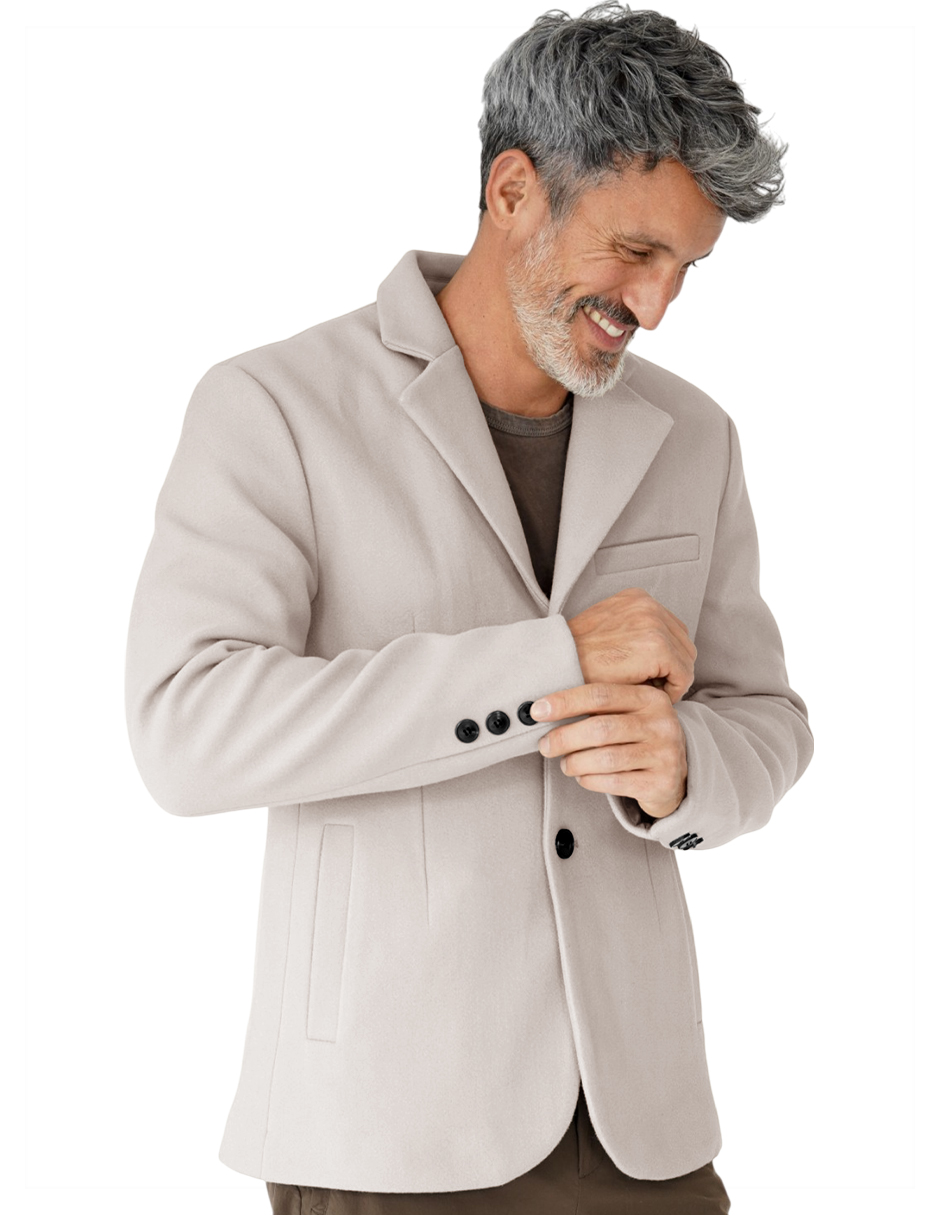 Foto 4 pulgar | Saco Calidad Premium Caballero Abotonado Cuello V Beige Roosevelt