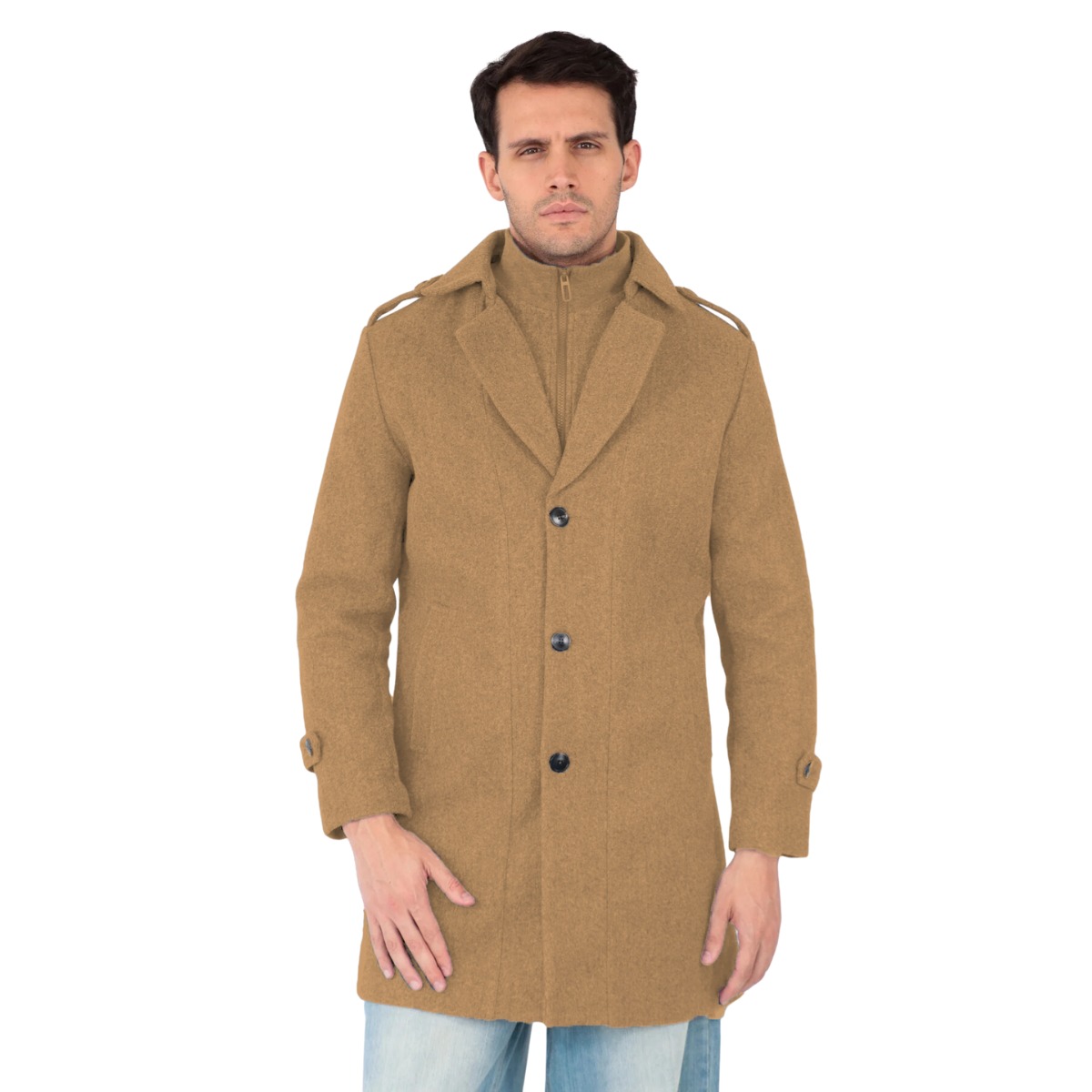 Foto 1 | Abrigo Para Hombre Camel Elegante Y Moderno