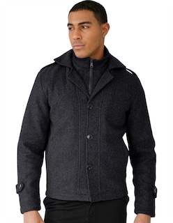 Foto 1 | Abrigo Caballero Simulación Doble Cuello Invierno Gris Oxford Roosevelt